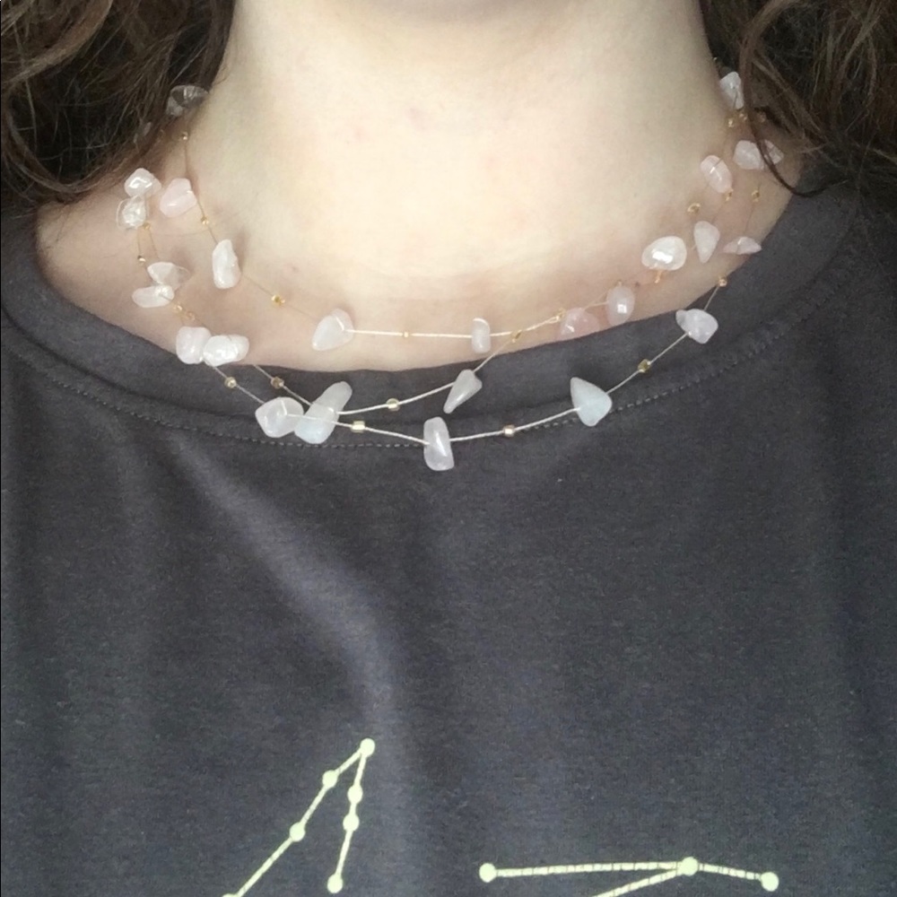 Handmade Rose Quartz Floating Necklace